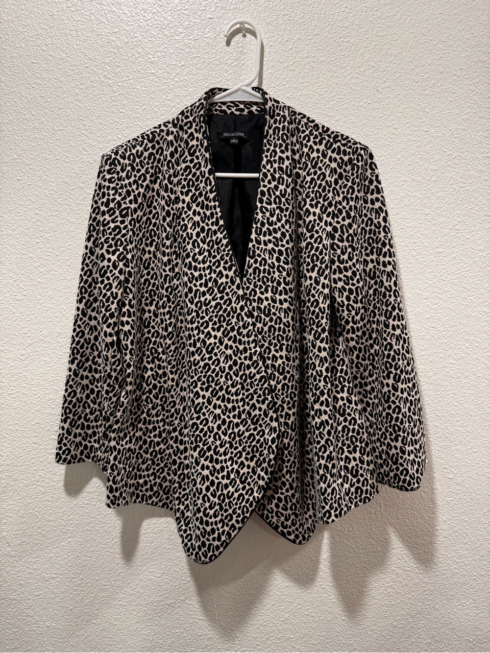 Notations Leopard Print Open Blazer - Black & Cream